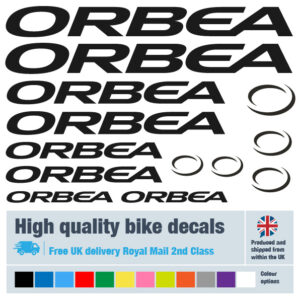 Orbea bike decals labels with free bike protection (28 pack) - 20+ colours