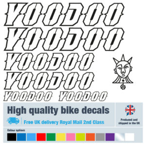 Voodoo outline bike decals labels with free bike protection (22 pack) - 20+ colours