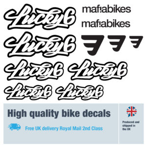 Mafia Bikes Lucky 6 bike decals labels with free bike protection (26 pack) - 20+ colours