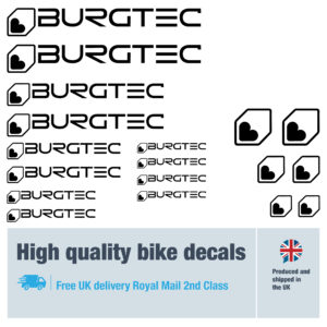 Burgtec bike decals labels with free bike protection (32 pack) - 20+ colours