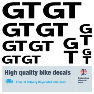 GT 2025 bikes labels / decals with free bike protection (27 pack)