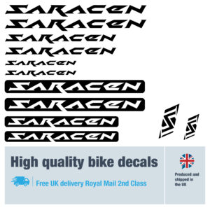 Saracen Classic bike decals labels with free bike protection (27 pack) - 20+ colours